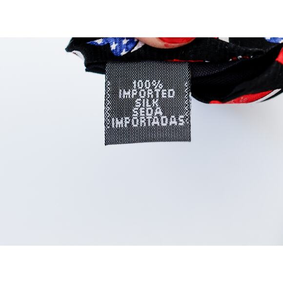 VTG Savile Row I Love American Heart Flag Silk Tie Grandpa Patriotic USA Made - Picture 12 of 13